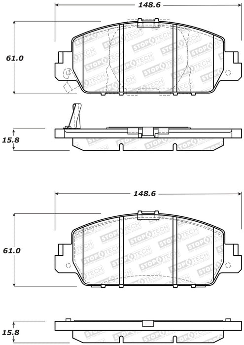 StopTech Sport Performance 13-17 Honda Accord Front Brake Pads 309.1654