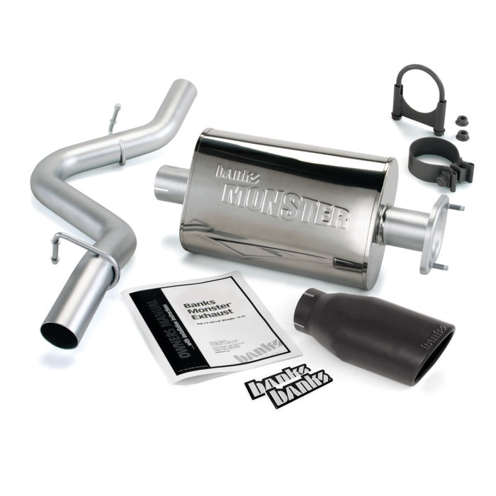 Banks Power 04-06 compatible with Jeep 4.0L Wrangler Unlimited Monster Exhaust Sys SS Single Exhaust w/ Black Tip 51315-B