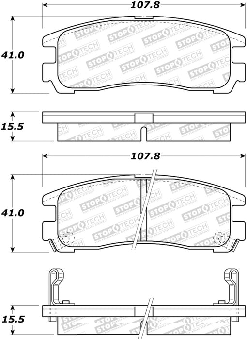 StopTech Sport Brake Pads w/Shims and Hardware Rear 309.03831