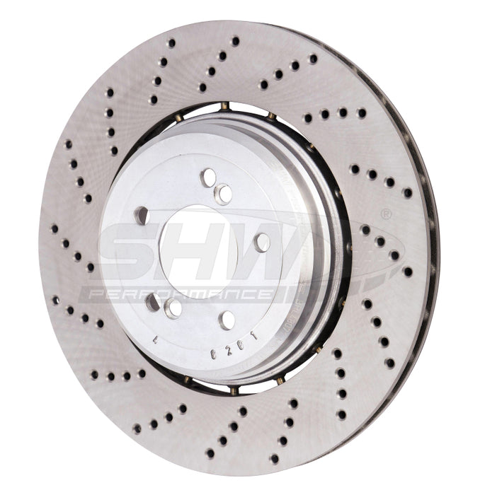 SHW 06-10 BMW M5 5.0L Left Rear Cross-Drilled Lightweight Brake Rotor (34212282807) BRL48071