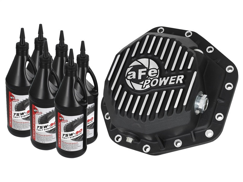 aFe Power Pro Series Rear Differential Cover Black w/Machined Fins 17-19 Ford Diesel Trucks V8-6.7L 46-70352-WL