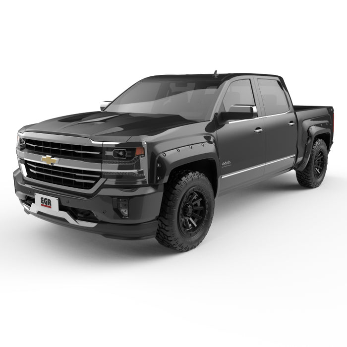 EGR 14+ Chev Silverado 5ft Bed Bolt-On Look Color Match Fender Flares Set Black 791674-GBA