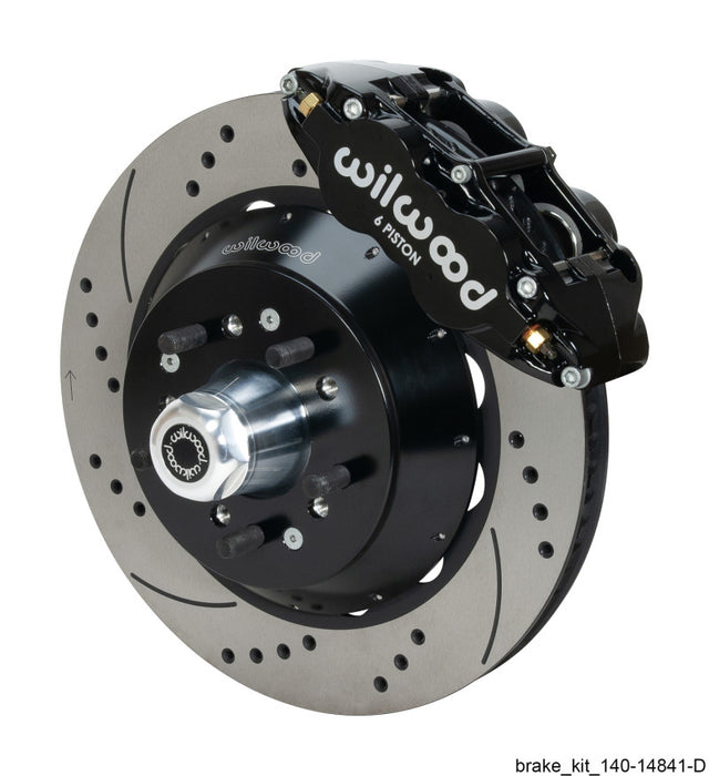 Wilwood Narrow Superlite 6R Black Front Big Brake Kit Ford 14in Drilled/Slotted Rotor 140-14841-D