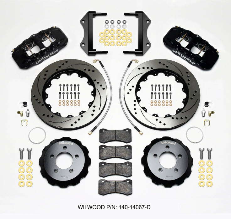 Wilwood AERO6 Front Hat Kit 14.25 Drilled 2014-Up Challenger w/Lines 140-14067-D