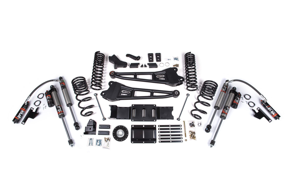 BDS 2025 Fits RAM 2500 4WD Diesel 6" Radius Arm Suspension Lift Kit, 4.5" Rear Lift, Coil Spring FOX 2.5 Pes C/o, FOX 2.5 Ifp Ps Shocks 2135PPS