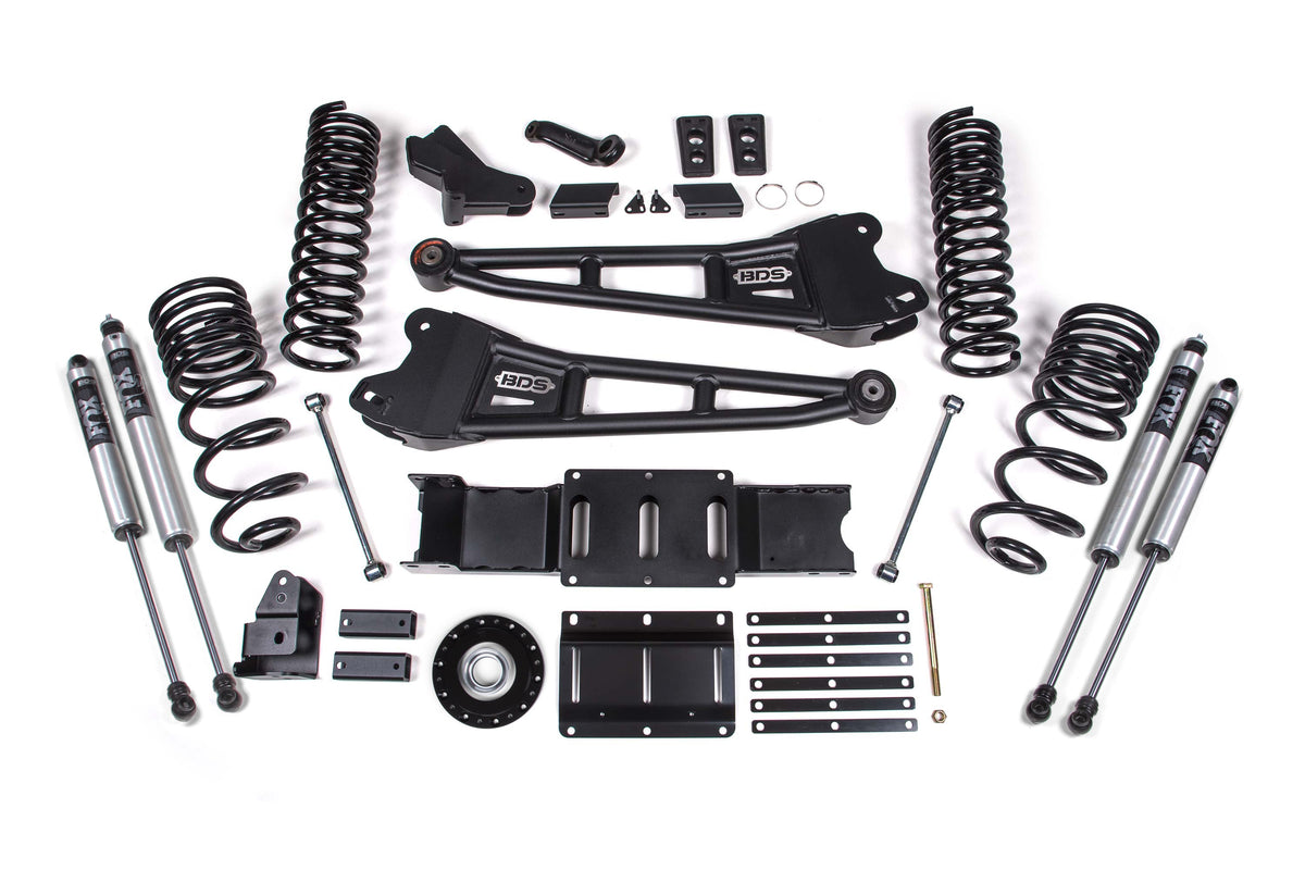 BDS 2025 Fits RAM 2500 4WD Diesel 4" Radius Arm Suspension Lift Kit W/ Indexing Ring, 2.5" Rear Lift, Coil Spring FOX 2.5 Ifp Ps Shocks 2137PS