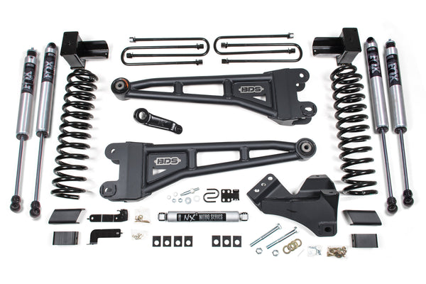 BDS 2023-2025 Ford F250/F350 4WD 5" Radius Arm Suspension Lift Kit, 3" Rear, Block, Diesel - Fox 2.0 Ifp Ps Shocks - W/o Overload Springs 2242FS