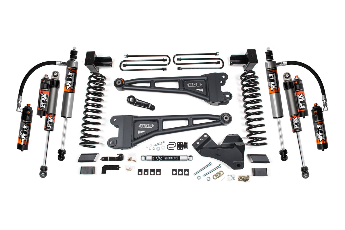 BDS 2023-2025 Fits Ford F250/F350 4WD 5" Radius Arm Suspension Lift Kit, 3" Rear, Block, Diesel - FOX 2.5 Pes Shocks - W/o Overload Springs 2242FPE