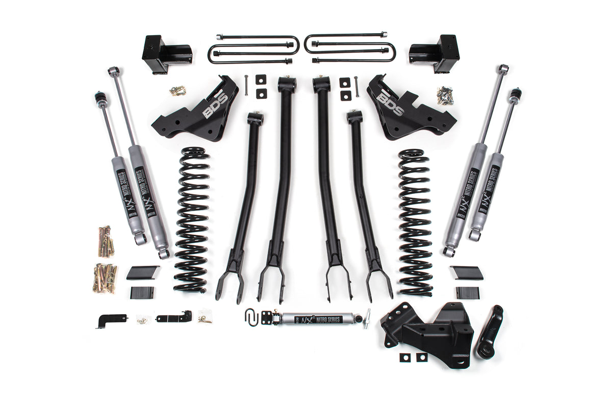 BDS 2023-2025 Fits Ford F250/F350 Super Duty 4WD 5" 4-Link Suspension Lift Kit, 4" Rear, Leaf Spring, Gas - NX2 Shocks 2249H