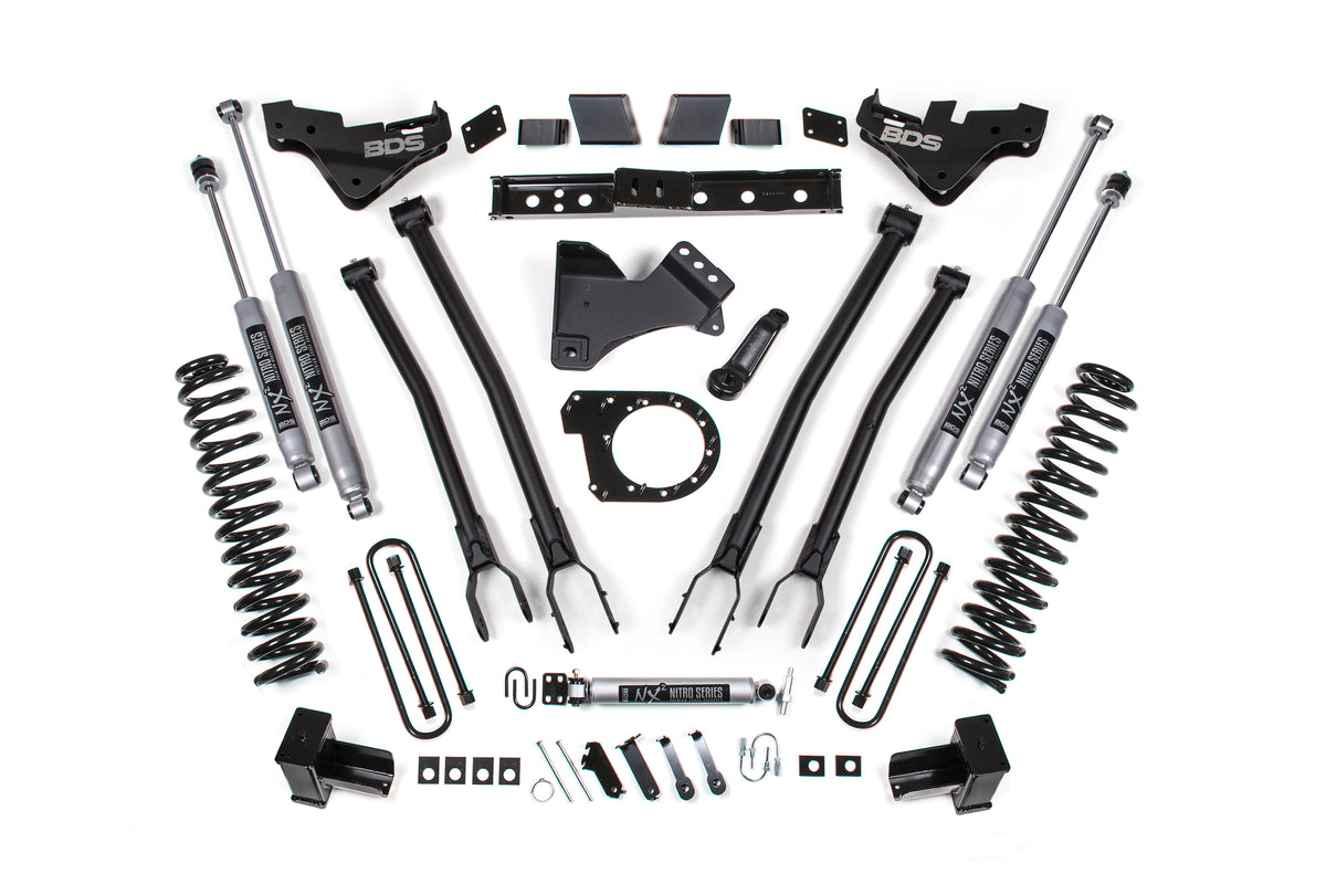 BDS 2023-2025 Fits Ford F250/F350 Super Duty 4WD 7" 4-Link Suspension Lift Kit, 6" Rear, Leaf Spring, Diesel - FOX 2.0 Ps Shocks 2253FS