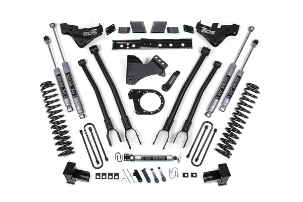 BDS 2023-2025 Fits Ford F350 Super Duty 4WD 7" 4-Link Suspension Lift Kit, 4" Rear, Block, Diesel, DRW - FOX 2.5 Pes Shocks 2254FPE