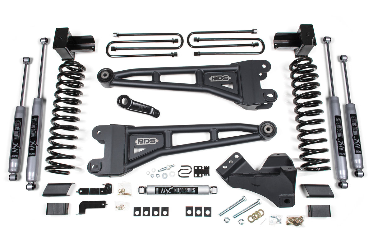 BDS 4 Inch Lift Kit W/ Radius Arm, Fits Ford F250/F350 Super Duty 17-19 4WD Diesel 1557FS