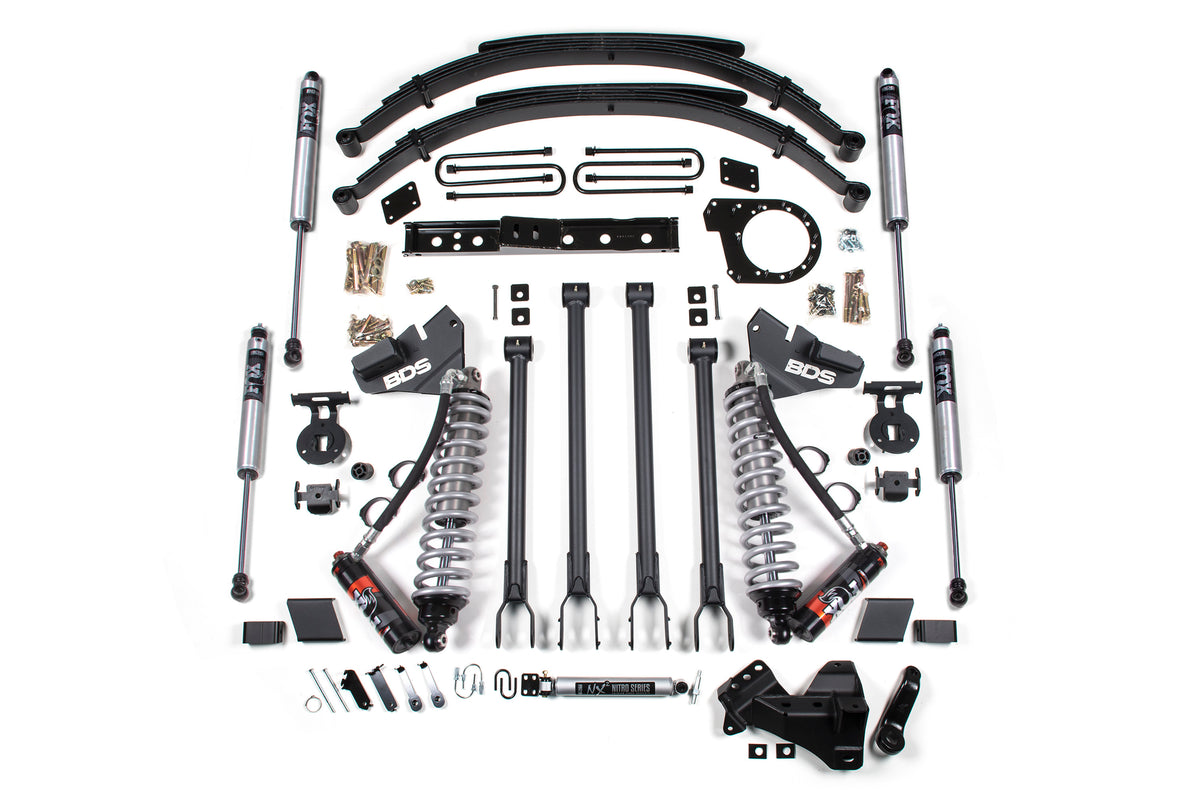 BDS 7 Inch Lift Kit W/ 4-Link 2.5 Performance Elite Coil-over Conversion, Fits Ford F250/F350 Super Duty 20-22 4WD Diesel 1572FPE