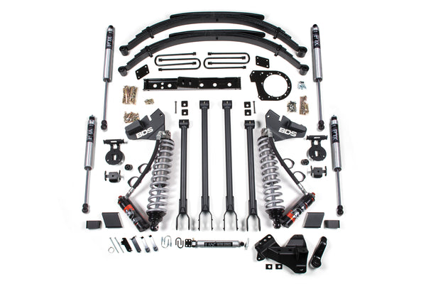BDS 7 Inch Lift Kit W/ 4-Link 2.5 Performance Elite Coil-over Conversion, Fits Ford F250/F350 Super Duty 20-22 4WD Diesel 1572FPE