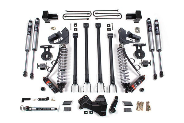 BDS 4 Inch Lift Kit W/ 4-Link 2.5 Performance Elite Coil-over Conversion, Fits Ford F250/F350 Super Duty 17-19 4WD Diesel 1965FPE
