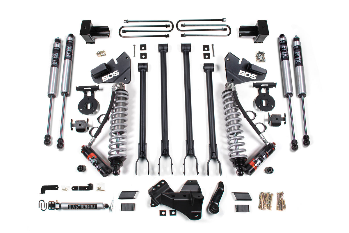 BDS 4 Inch Lift Kit W/ 4-Link 2.5 Performance Elite Coil-over Conversion, Fits Ford F250/F350 Super Duty 17-19 4WD Diesel 1969FPE
