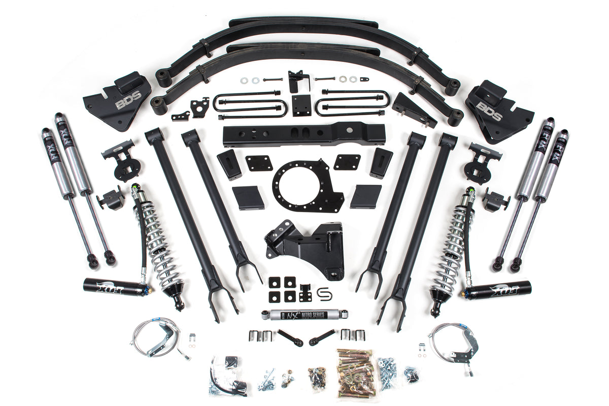 BDS 8 Inch Lift Kit 4-Link & FOX 2.5 Coil-over Conversion Fits Ford F250/F350 Super Duty 17-19 4WD Diesel 1541FDSC