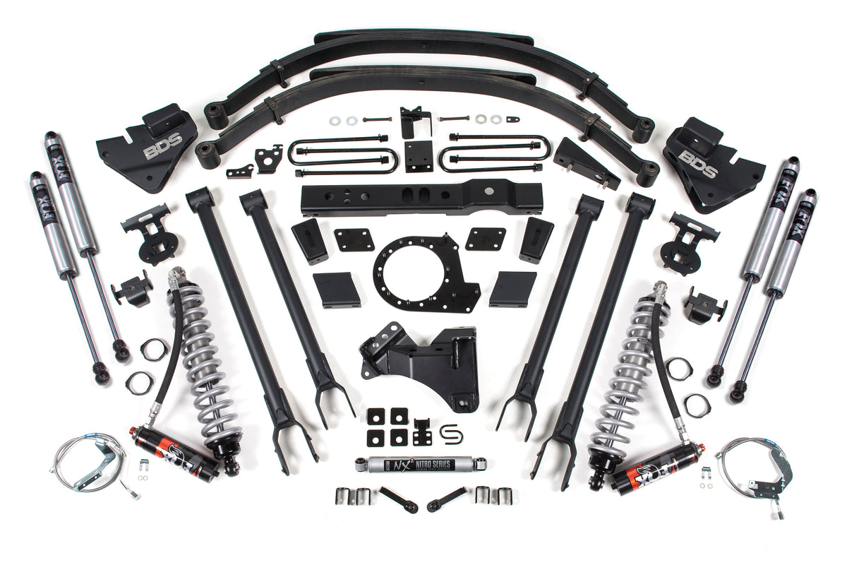BDS 8 Inch Lift Kit W/ 4-Link 2.5 Performance Elite Coil-over Conversion, Fits Ford F250/F350 Super Duty 17-19 4WD Diesel 1541FPE