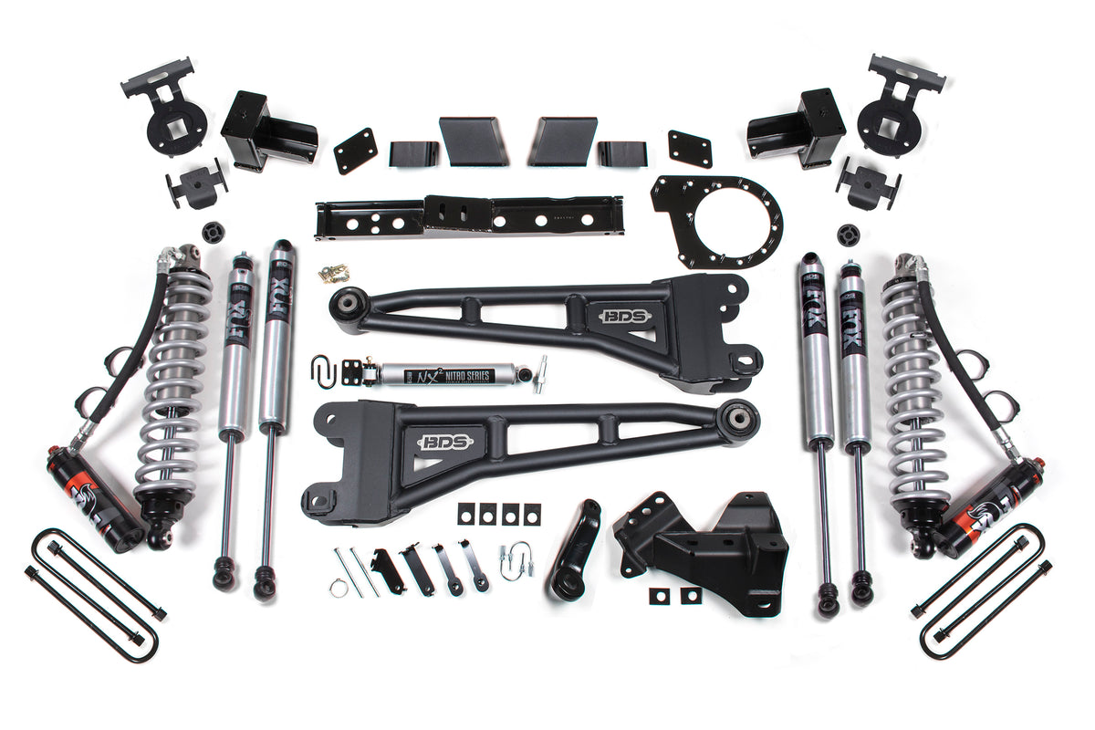 BDS 2020-2022 Fits Ford F350 Dually 4WD 6" Radius Arm Suspension Lift Kit, 4" Rear, Block, Diesel - FOX 2.5 Pes C/o Front, FOX 2.5 Pes Aux Front, FOX 2.5 Pes Rear 1982FPE