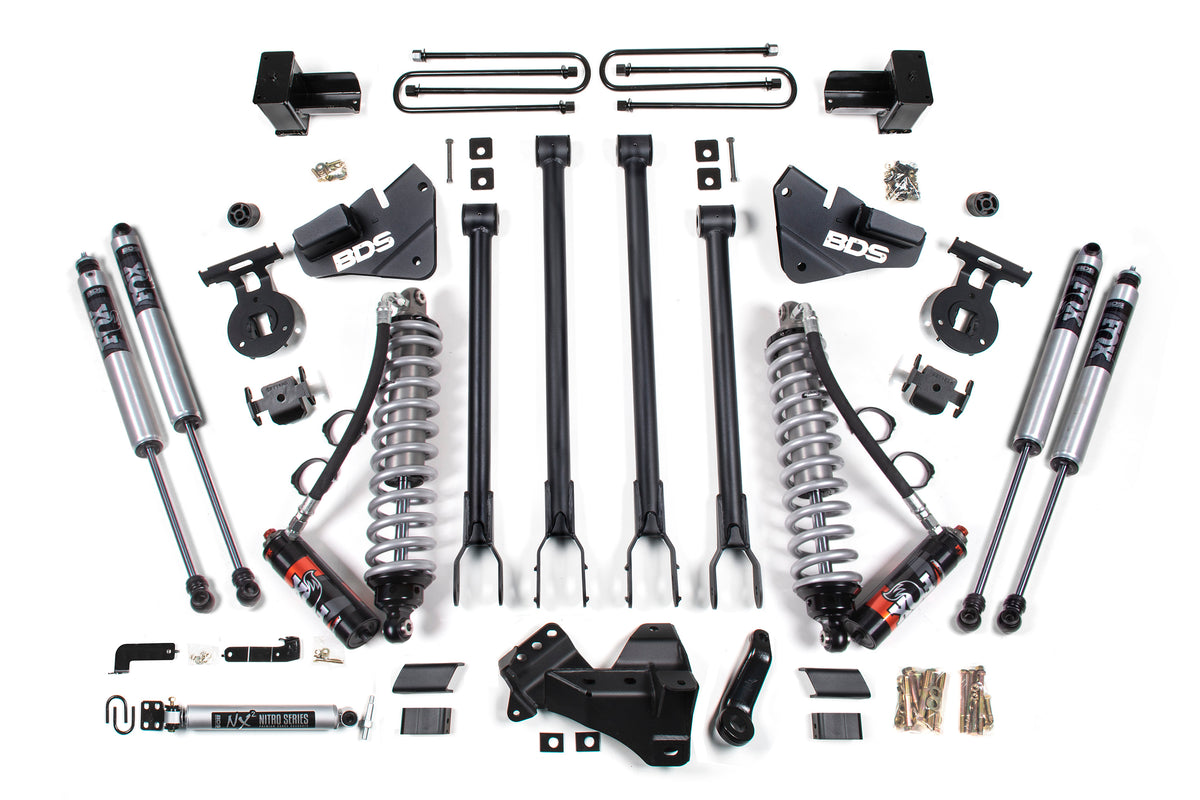 BDS 4 Inch Lift Kit W/ 4-Link 2.5 Performance Elite Coil-over Conversion, Fits Ford F350 Super Duty DRW 17-19 4WD Diesel 1577FPE