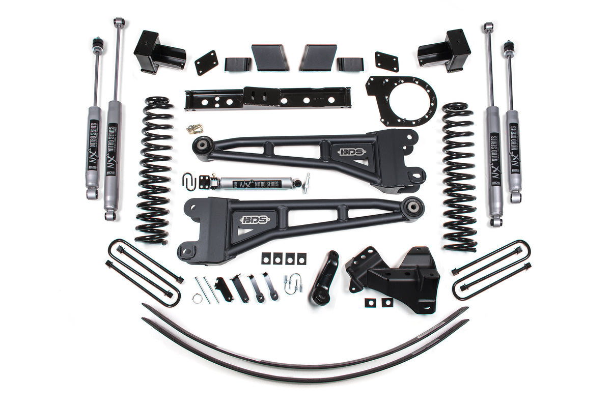 BDS 6 Inch Lift Kit W/ Radius Arm, Fits Ford F250/F350 Super Duty 17-19 4WD Diesel 2241FPE