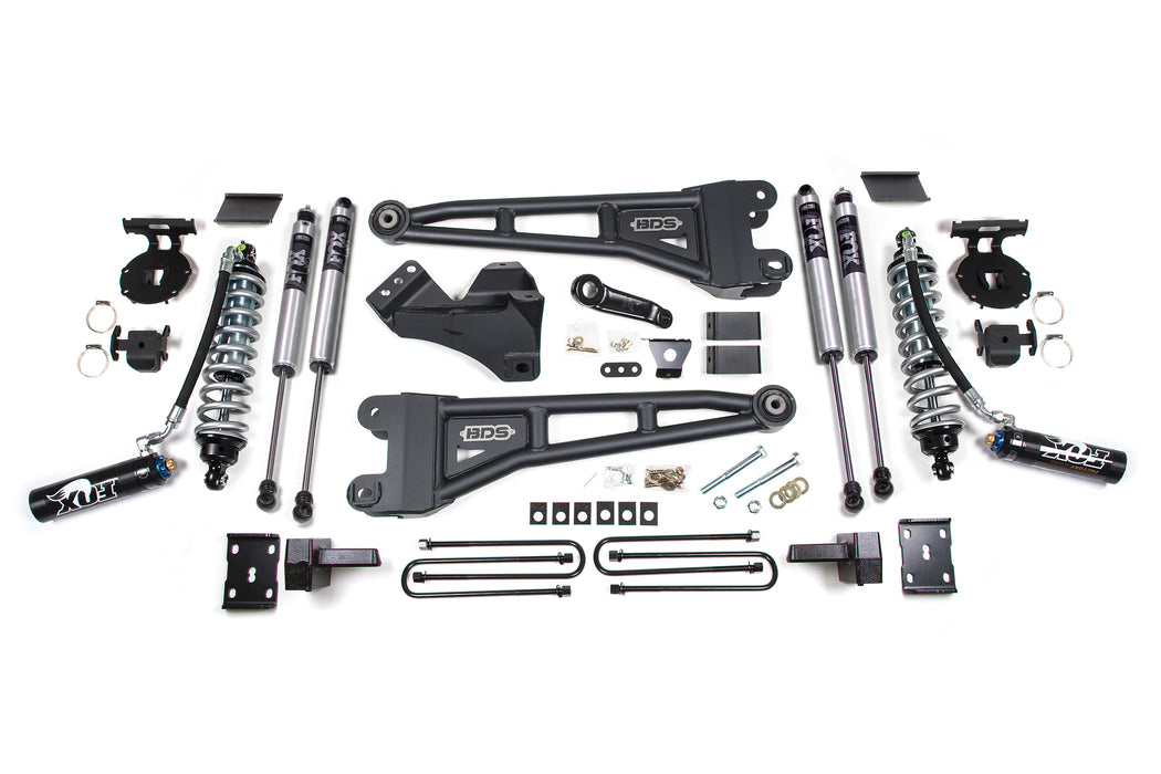 BDS 2011-2016 Ford F250/F350 4wd 4" Radius Arm Lift Kit, Diesel Fox 2.5 FRS DSC C/O Front w/Fox 2.0 IFP PS Dual Shock, Fox 2.0 IFP PS Rear BDSS_BDS1596FDSC