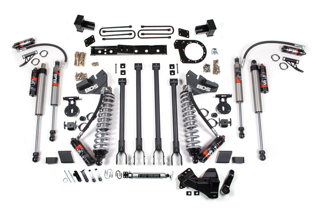 2017-2019 Ford F250/F350 4wd 6" 4-Link Suspension Lift Kit, 4" Rear, Block, Diesel, 3 Leaf Main - Fox 2.5 PES C/O Front, Fox 2.5 PES Aux Front, Fox 2.5 PES Rear
