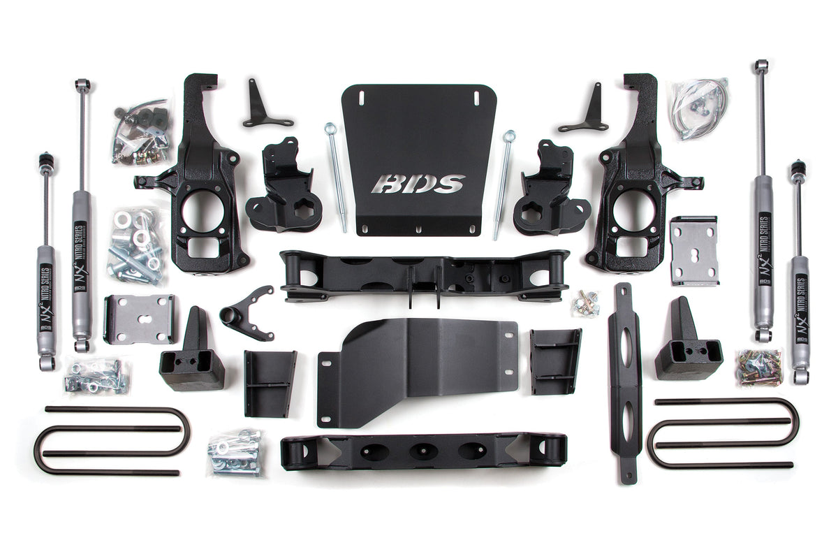 BDS 2011-2019 Fits GM 2500HD/3500HD 4wd/2wd 6.5" Suspension Lift Kit, 5" Rear Lift W/ Top Overload, Block FOX 2.5 Pes Shocks 197FPE