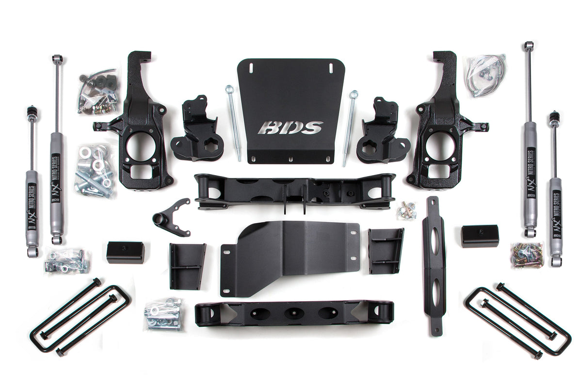 BDS 2011-2019 Fits GM 2500HD/3500HD 4wd/2wd 6.5" Suspension Lift Kit, 4" Rear, Block FOX 2.5 Pes Shocks 1827FPE