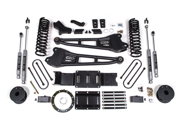 BDS 2019-2024 Fits RAM 3500 4" Radius Arm Diesel - 3" Rear Block W/ Air Bag - 6 Bolt T-case - NX2 Shocks 1718H