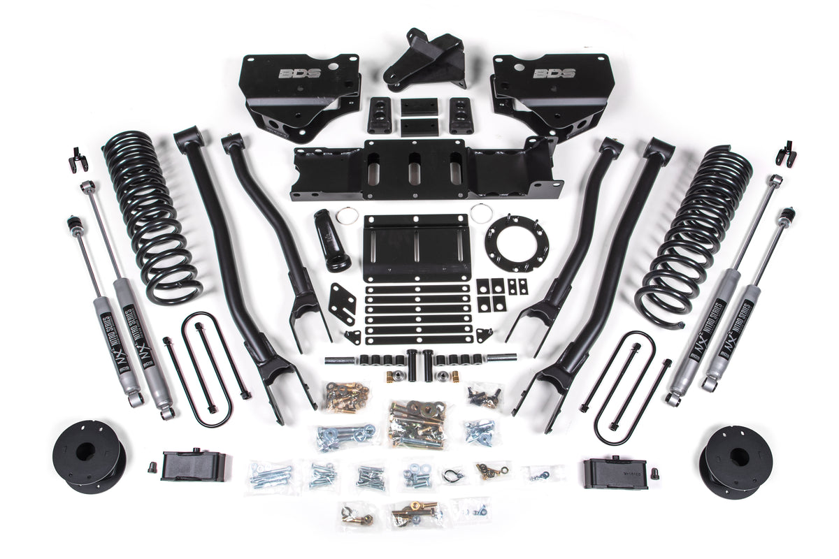 BDS 2019-2024 Fits RAM 3500 4" 4-Link Gas - 3" Rear Block W/ Air Bag - 6 Bolt T-case - NX2 Shocks 1723H