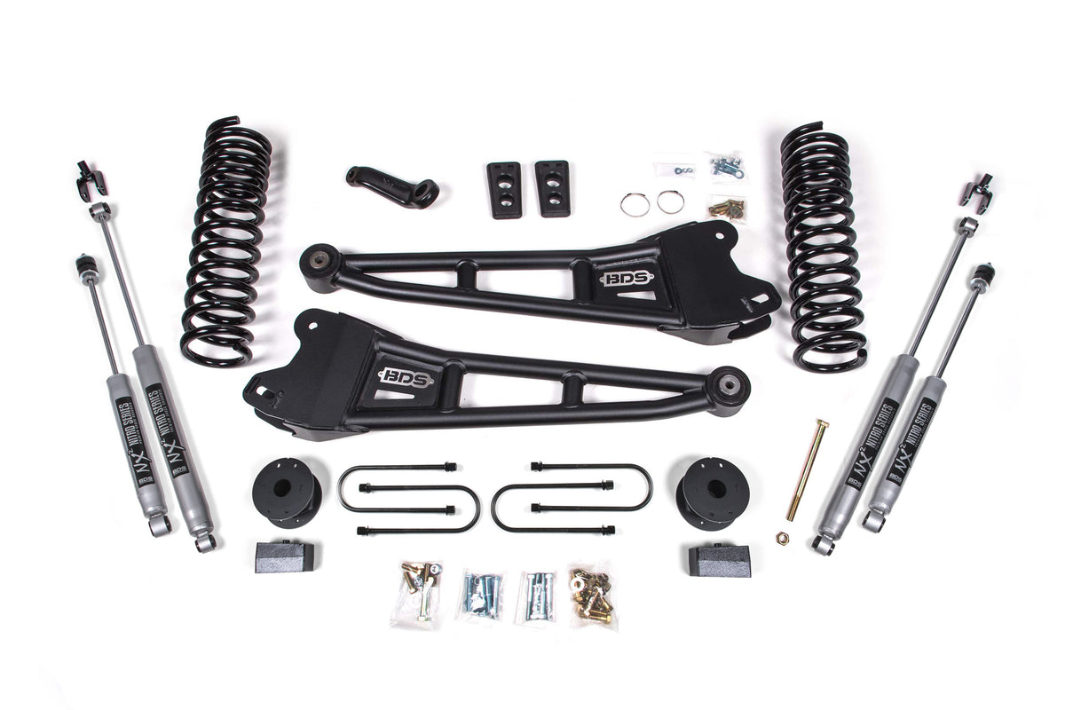 BDS 4 Inch Lift Kit W/ Radius Arm Fits RAM 3500 W/ Rear Air Ride 13-18 4WD Gas 1793H