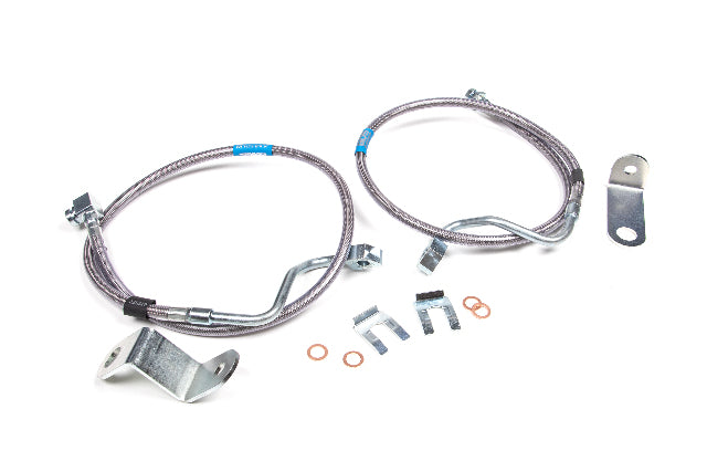 BDS Front Brake Line Set Stainless Steel, Fits 6-8 Inch Lift Fits Ford F250/F350 Super Duty 05-07 4WD 103001
