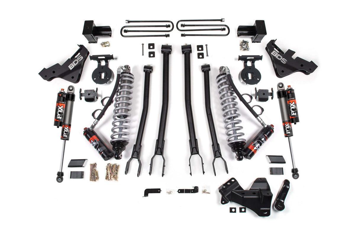 BDS 4 Inch Lift Kit W/ 4-Link FOX 2.5 Coilover Conversion - Performance Elite Fits Ford F450 Super Duty 20-22 4WD 1223PES
