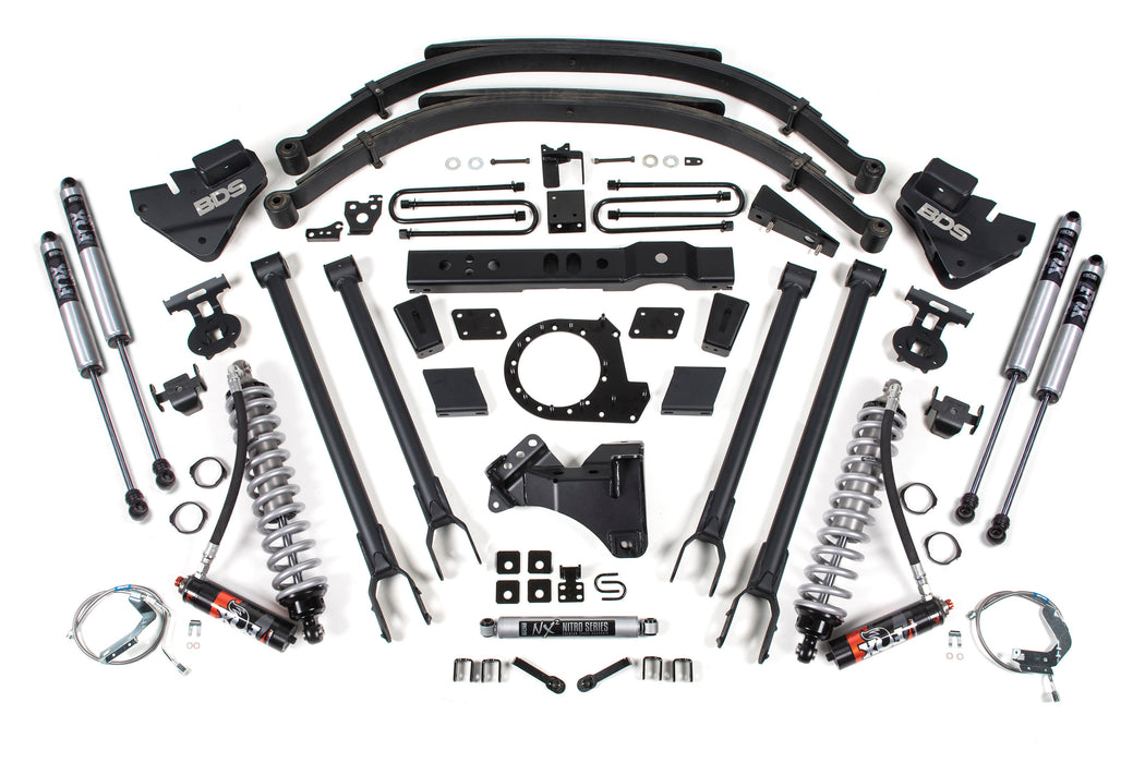 BDS BDS1541FPE 8 Inch Lift Kit w/ 4-Link -FOX 2.5 Performance Elite Coil-Over Conversion Ford F250/F350 Super Duty (17-19) 4WD Diesel