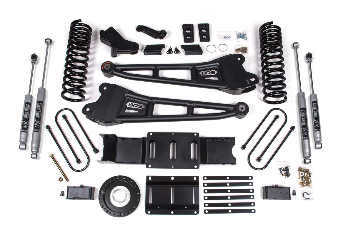 BDS 4 Inch Lift Kit W/ Radius Arm 2 Inch Rear Block Fits RAM 3500 19-24 4WD Diesel 1704H