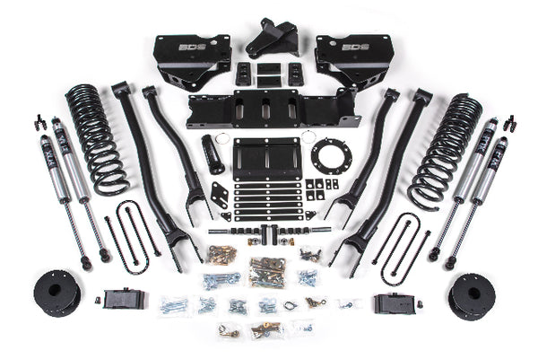 BDS 2019-2024 RAM 3500 4" 4-Link Gas - 3" Rear Block W/ Air Bag - 6 Bolt T- Case - Fox Shocks 1723FS