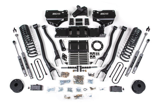 BDS 2019-2024 Fits RAM 3500 4" 4-Link Gas - 3" Rear Block W/ Air Bag - 6 Bolt T-case - NX2 Shocks 1723H