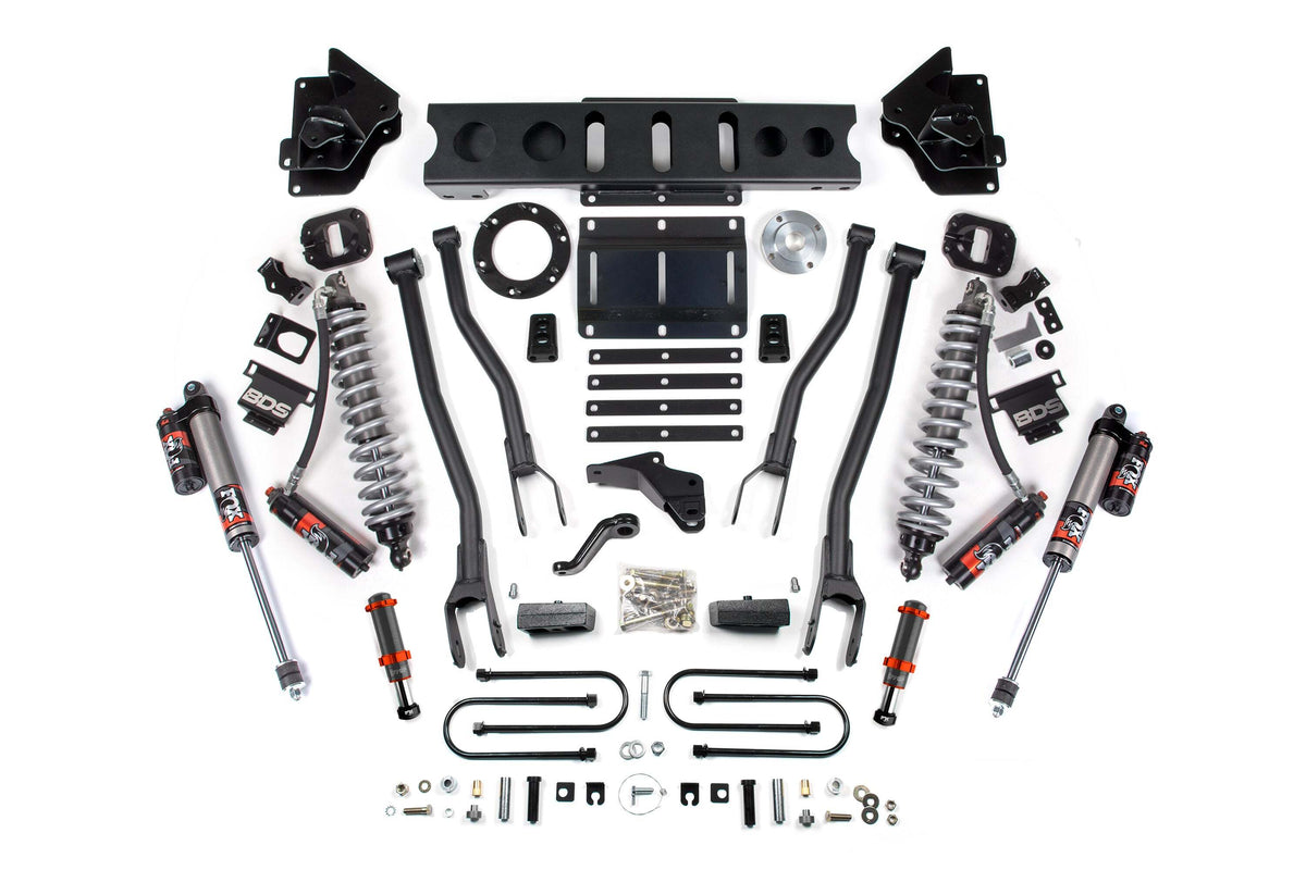 BDS 4 Inch Lift Kit W/ 4-Link FOX 2.5 Coil-over Conversion - Performance Elite Fits RAM 3500 13-18 4WD Diesel 1776PESB