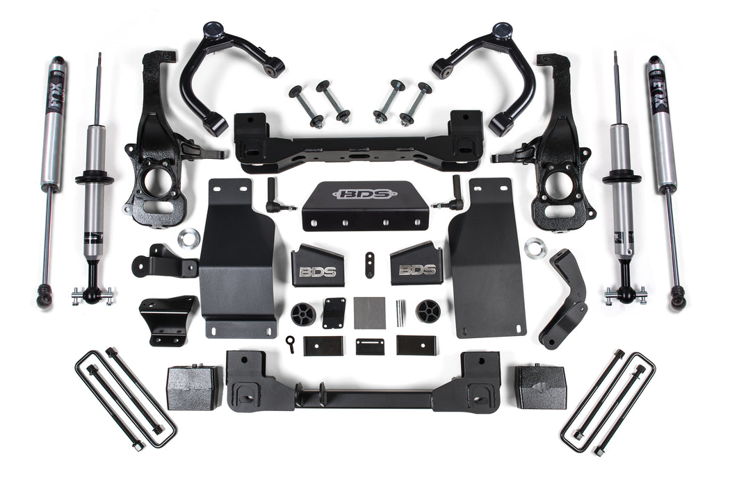 2019-2024 Chevy/GMC 1500 Diesel/2.7T 4wd 6" Suspension System, 5" Rear, Block, - Fox 2.0 IFP PS Snap Ring Strut, Fox 2.0 IFP PS Rear