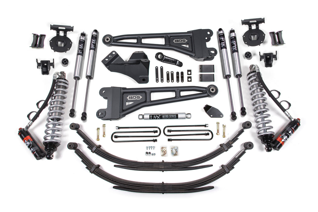 BDS BDS1939FPE 4 Inch Lift Kit w/ Radius Arm -FOX 2.5 Performance Elite Coil-Over Conversion Ford F250/F350 Super Duty (08-10) 4WD Diesel