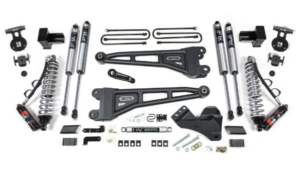 BDS 2017-2019 Fits Ford F350 4WD Dually 4" Radius Arm Suspension Lift Kit, 3" Rear, Block, Diesel - FOX 2.5 Pes C/o Front, FOX 2.5 Pes Aux Front, FOX 2.5 Pes Rear 1976FPE