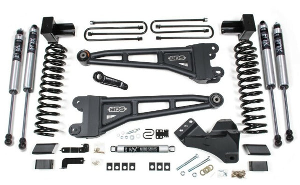 BDS 2023-2025 Ford F250/F350 4WD 5" Radius Arm Suspension Lift Kit, 3" Rear, Block, Gas - Fox 2.0 Ifp Ps Shocks - W/o Overload Springs 2243FS