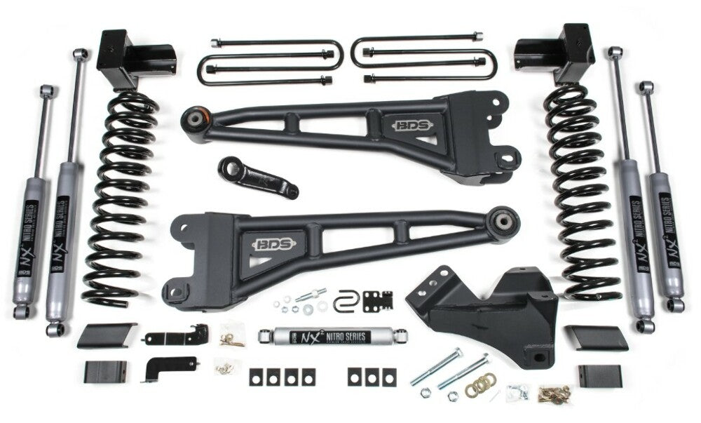 2023-2025 Ford F250/F350 4wd 5" Radius Arm Suspension Lift Kit, 3" Rear, Block, Gas - NX2 shocks - w/o Overload Springs