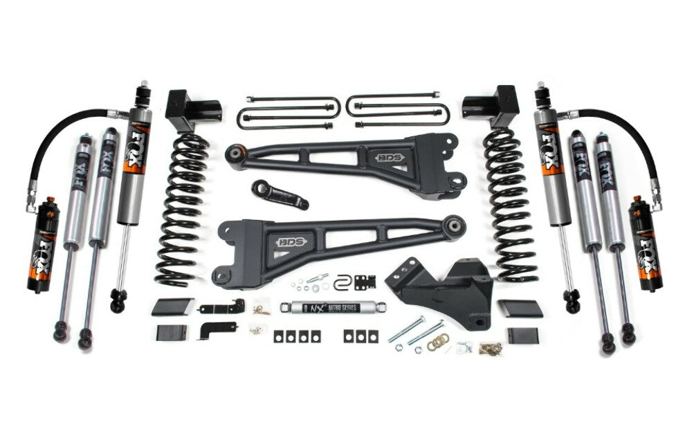 2023-2025 Ford F250/F350 4wd 5" Radius Arm Suspension Lift Kit, 3" Rear, Block, Diesel - Fox 2.5 PES C/O Front, Fox 2.5 PES Aux Front, Fox 2.5 PES PS Rear - w/o Overload Springs