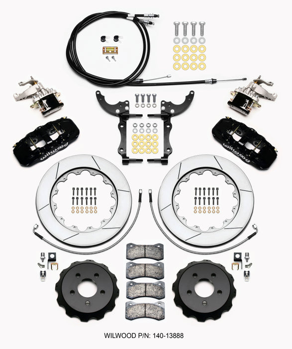 Wilwood AERO4 / MC4 Rear Kit 14.00 2015-Up Mustang w/Lines & Cables 140-13888