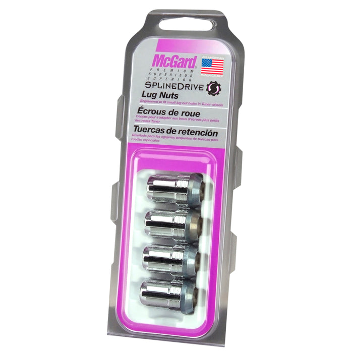 McGard SplineDrive Lug Nut (Cone Seat) M12X1.25 / 1.24in. Length (4-Pack) Chrome (Req. Tool) 65354