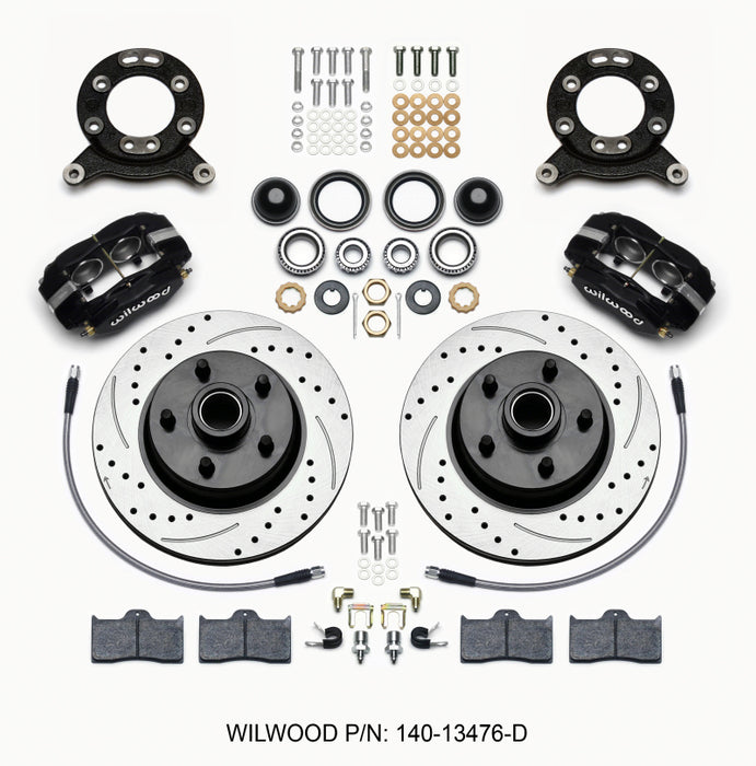 Wilwood Forged Dynalite-M Front Kit 11.30in 1 PC Rotor&Hub-Drill 65-69 Mustang Disc & Drum Spindle 140-13476-D