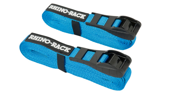 Rhino-Rack Rapid Tie Down Straps w/Buckle Protector 5.5m/18ft Pair Blue RTD55P