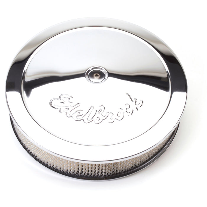 Edelbrock Air Cleaner Pro-Flo Series Round Steel Top Paper Element 14In Dia X 3 75In Dropped Base 1221